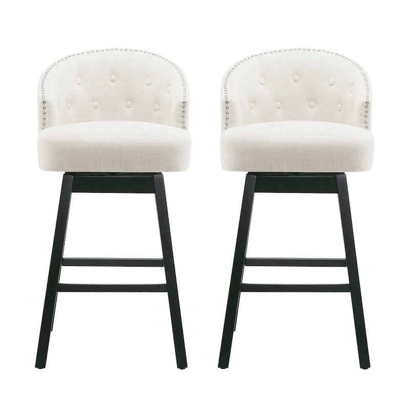Set di 2 sgabelli da bar girevoli senza braccioli, Naturale e Beige / Nero e Beige / Wengé e Marrone, Altezza seduta 33,25"