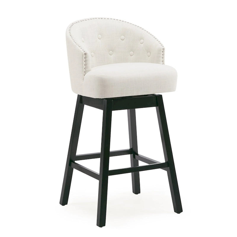 Set di 2 sgabelli da bar girevoli senza braccioli, Naturale e Beige / Nero e Beige / Wengé e Marrone, Altezza seduta 33,25"